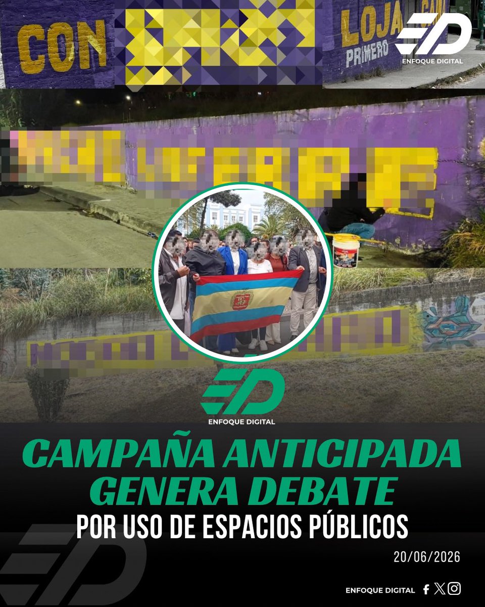 Enfoque_Loja's tweet photo. 🔴 Promoción d posibles aspirantes políticos antes d inicio oficial dl proceso electoral genera debate #Loja.Aunq el @cnegobec señala q aún no hay candidaturas sujetas a sanción,ciudadanos cuestionan el uso de espacios públicos y cumplimiento d Ordenanza 038-2021.@MunicipioDeLoja https://t.co/HVCIJYvgUJ