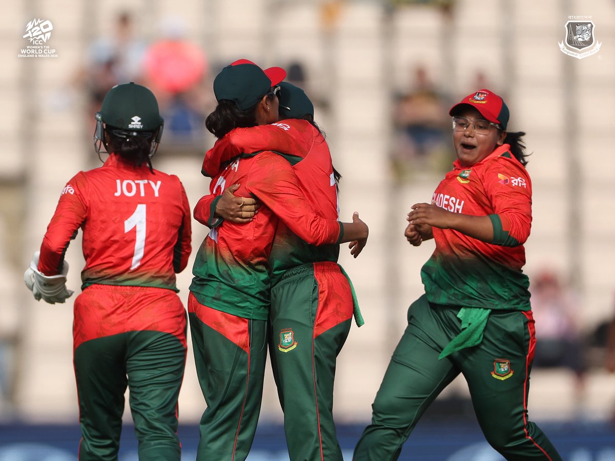 BCBtigers's tweet photo. Moments from the Match 🇧🇩 Bangladesh Women 🆚 Pakistan Women

Bangladesh won by 23 runs | ICC Women’s T20 World Cup England and Wales 2026

Photo credit: ICC/Getty Images

#BCB #ICC #Tigresses #T20WorldCup https://t.co/ECbRV38p1J