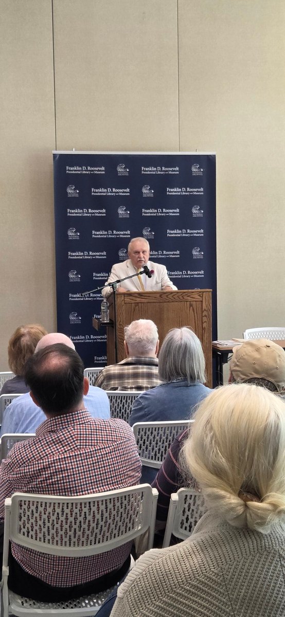 FDRLibrary's tweet photo. @DPietrusza speaks on his book "Roosevelt Sweeps Nation: FDR's 1936 Landslide and the Triumph of the Liberal Ideal." #rooseveltreadingfestival https://t.co/m0CK07TIFu