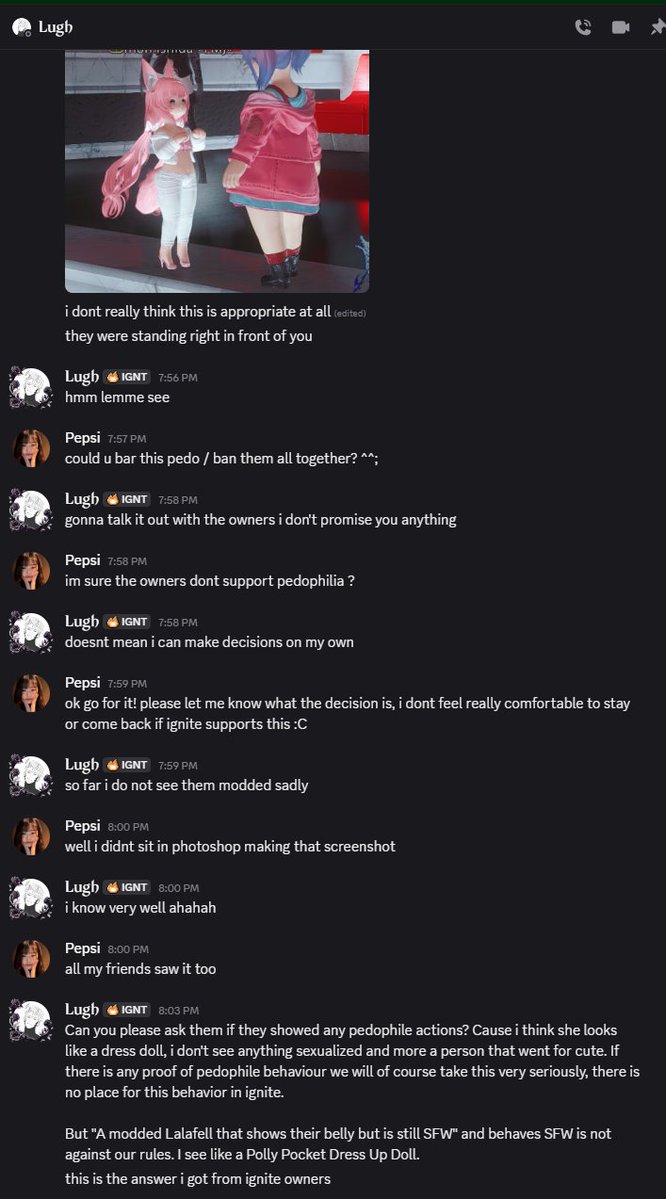 Pommelo_'s tweet photo. I'm disgusted and disappointed.

I raised concerns about what me and my friends viewed as a sexualized childlike character, and instead of taking those concerns seriously, staff dismissed them and said it was a "doll". It somehow feels worse to hear that? https://t.co/qJpPStgUBS