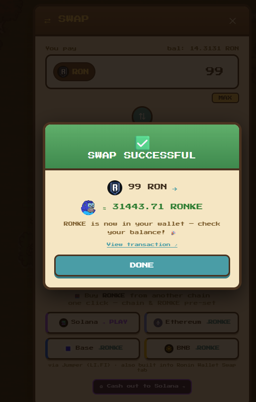 j0vany1's tweet photo. @Sushinobi_nft I swapped the first rewards through my game, and it worked smoothly :D https://t.co/lfiURKV9Kp