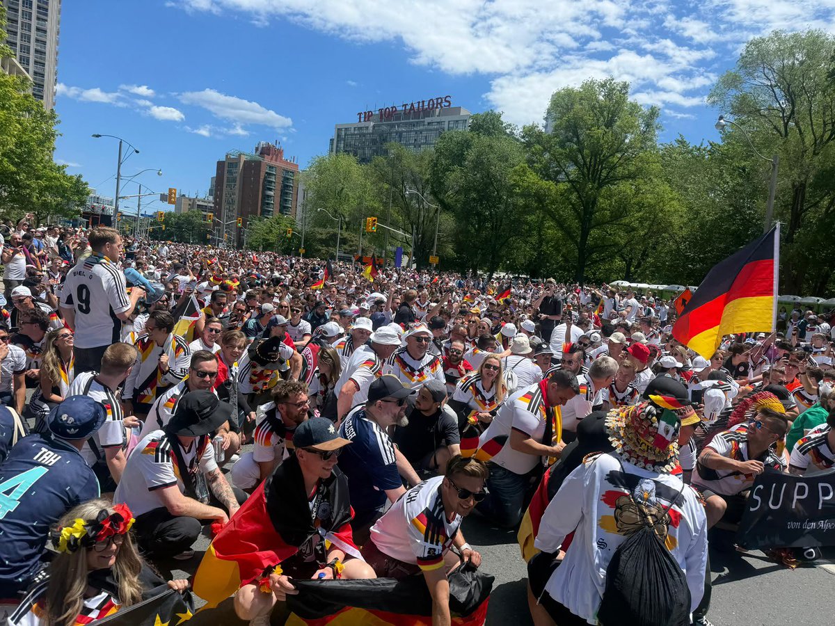 nowtoronto's tweet photo. The German contingent was heard loud and proud on #Toronto streets today https://t.co/JTsYxLvy85
