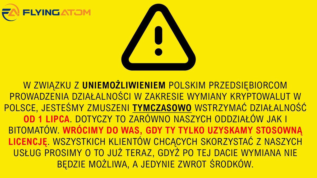 MarekPorwol's tweet photo. Jedne z najstarszych bitomatów w Polsce @FlyingAtomcom wstrzymują działanie. 

Dziękujemy Polsko! 

https://t.co/l8hiAQO4eI https://t.co/QvxVDKxCao