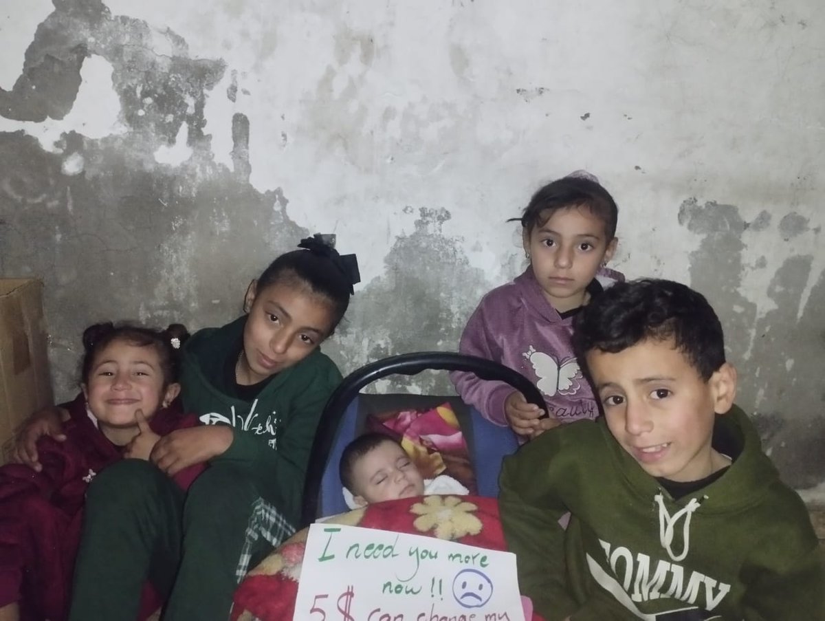 Adham141991's tweet photo. I have five little souls, their dreams are simple: safety,food,and a decent life
Every day that passes breaks me more
Please help them, every donation,no matter how small, is a ray of hope in the darkness of these days
Be the light that saves them
DONATE👇
https://t.co/LNIFNSlNug https://t.co/eF4YZ4RlUa
