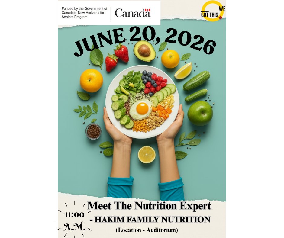 wegotthiscanada's tweet photo. We’re thrilled to welcome Hakim Family Nutrition to our New Horizons for Seniors Program!

They’ll be sharing valuable knowledge about healthy eating, nutrition, and wellness to support our senior community. 💚

#Seniors #Canada #Health #WellnessTime #HealthyChoices #WGTC https://t.co/0oVwQUypAP