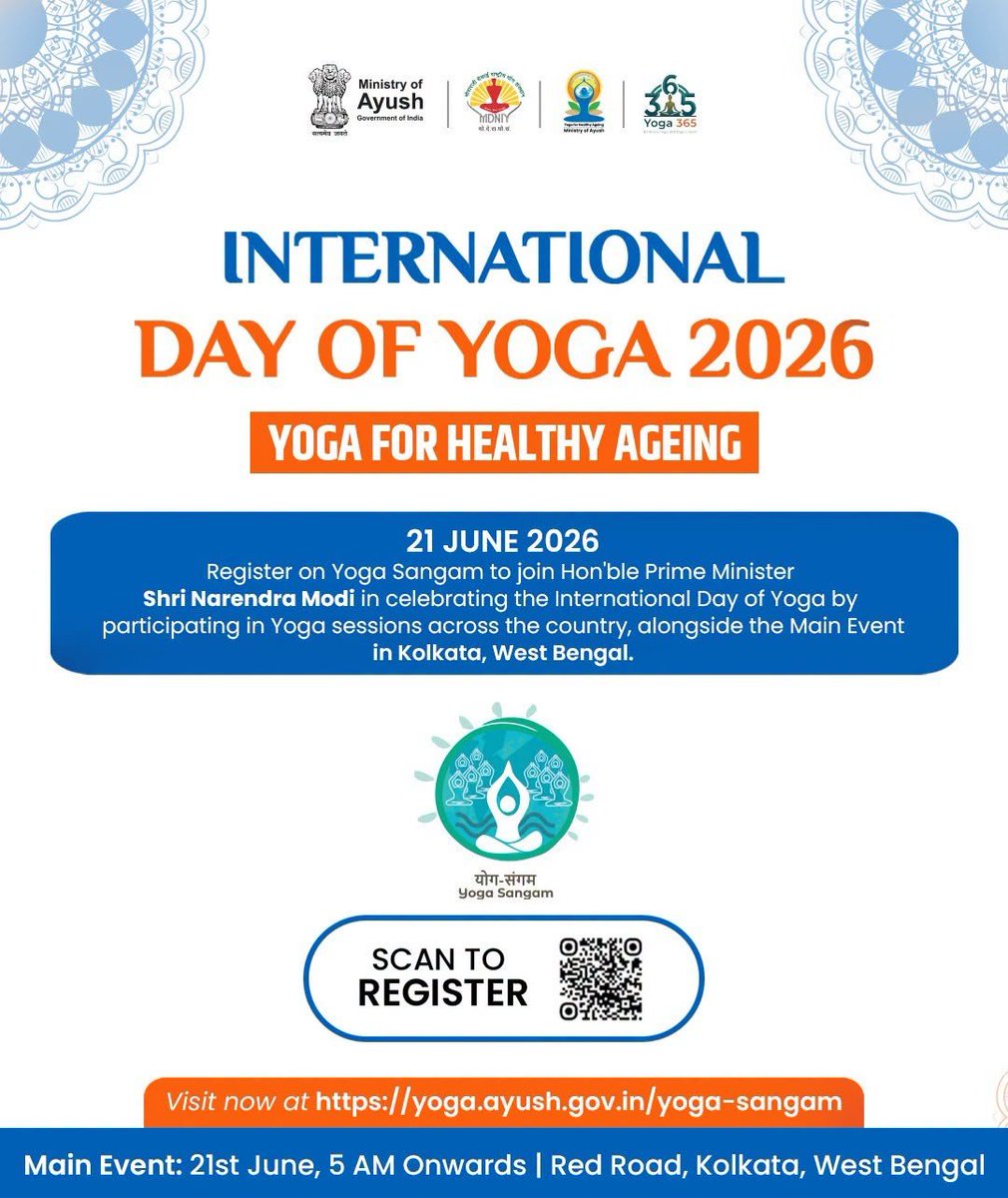 AkashvaniAIR's tweet photo. This International Day of Yoga, discover how Yoga can support wellbeing at every stage of life. 

Join the global movement and celebrate the theme of Yoga for Healthy Ageing.

#IDY2026

@moayush @MIB_India https://t.co/vq2lKQgNmF