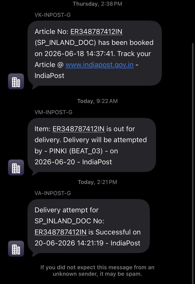 Kanwaljaura's tweet photo. @IndiaPostOffice My speed post is showing delivered bit too whom it has delivered nobody knows. No call from delivery agent received no Otp verification. 
@ConsumerReports https://t.co/jimeCsr9cE