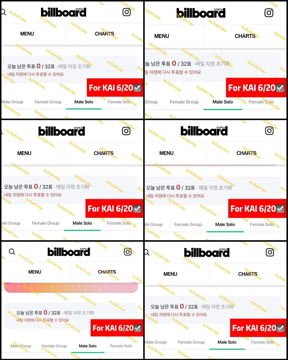 ItsZkdlinVibe's tweet photo. ☑️06/20  #AllVOTEFORKAI
📣 GOMS/카프:
ONLY 2️⃣DAYS LEFT‼️🫡❤️‍🔥
Plz do not limit yourself to using just1️⃣ account daily; it is far from sufficient. 
We need to maximize our votes by switching between multiple accounts‼️🤌🏼

🔗: https://t.co/9oUfsiDgH6 

 #투표인증 
#KAI #카이 #종인 https://t.co/Zj42045il4