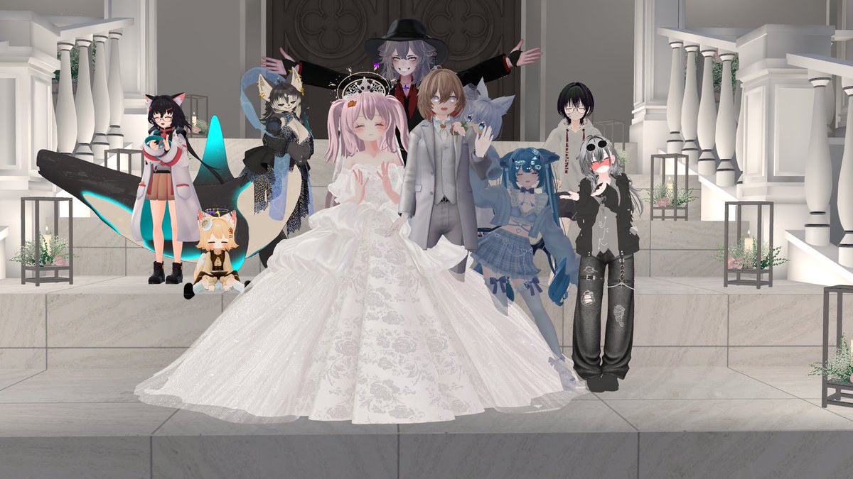 aioxtutori_yoru's tweet photo. お二人のVRC内の結婚式の披露宴に参加させていただきました！
お二人もと改めてご結婚おめでとうございます！
末永くお幸せに！ https://t.co/twQRzmYXxY