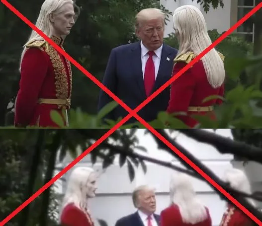 EFEVerifica's tweet photo. 👽❌ Esta imagen de Trump junto a figuras de pelo blanco no es real.

🕵️ Se trata de una fotografía generada con IA, no de una reunión auténtica.

🔗 https://t.co/KnzAKnPnlr https://t.co/JxOUmynWXC