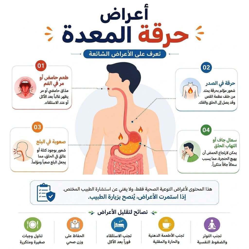 Thaqafnafsak's tweet photo. حرقة المعدة مش مجرد إحساس مزعج بعد الأكل... 
 أشهر أعراض حرقة المعدة:

✅ إحساس بحرقان في منتصف الصدر
خصوصًا بعد الأكل أو عند الاستلقاء.

✅ طعم حامضي أو مر في الفم
وده بيحصل نتيجة رجوع أحماض المعدة لأعلى.

✅ صعوبة أو ألم أثناء البلع
في بعض الحالات ممكن تحس إن الأكل واقف في الحلق.

✅ كحة جافة متكررة
خصوصًا بالليل أو بعد النوم.

✅ التهاب أو بحة في الصوت
بسبب وصول الحمض للحلق والأحبال الصوتية. 
#حرقة_المعدة #حموضة #حموضة_المعدة #ارتجاع_المريء #حرقان_المعدة #مشاكل_المعدة #المعدة #الجهاز_الهضمي #أعراض_الحموضة #كحة_جافة #بحة_الصوت #ألم_الصدر #صعوبة_البلع #أعراض_المرض #تعب_المعدة #معلومة_طبية #صحة_الجهاز_الهضمي #توعية_صحية #صحتك_أهم #وعي_صحي #ثقف_نفسك #نصيحة_طبية #معلومة_على_الماشي