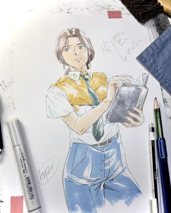 『機動警察パトレイバー』 鉛筆、コピックで 「南雲しのぶ」 #機動警察パトレイバー