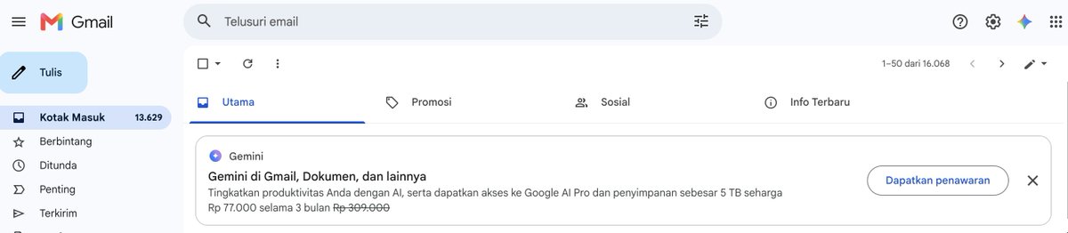 korneltech's tweet photo. gmail pun gak selamat dari tempat jualan sang pemilik tanah.. mana ni harga AI nya diskon mulu.. kenapa ya https://t.co/tqzn3V9WmJ
