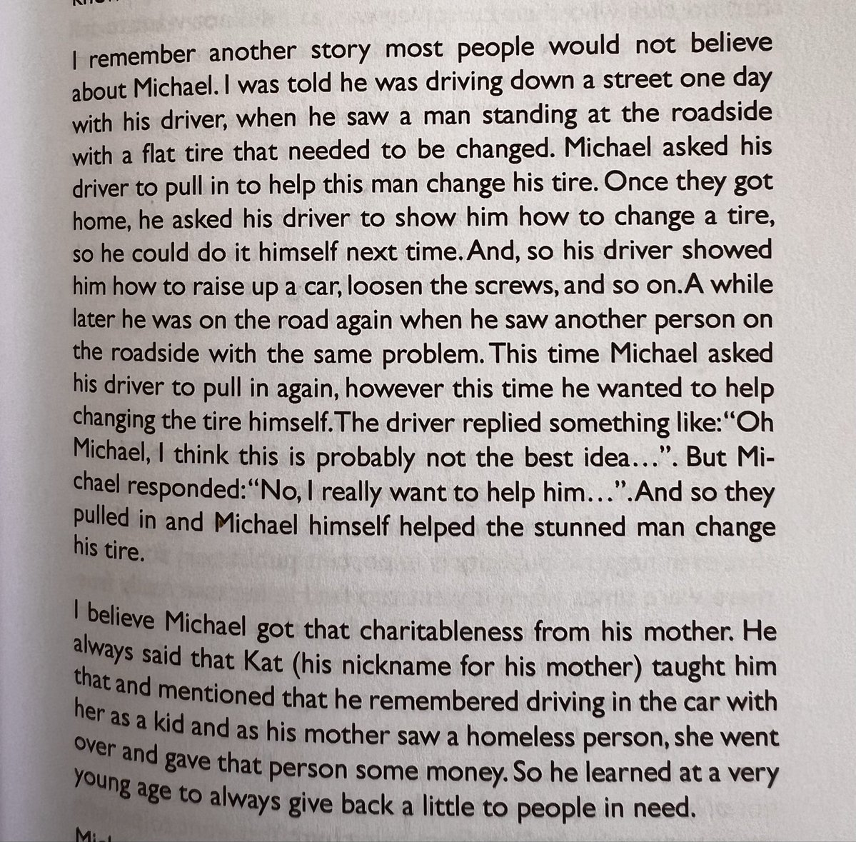 LiberianGirl779's tweet photo. “I remember another story most people would not believe about Michael.”

Michael had his driver show him how to change a flat tire so he could help people stranded by the roadside. https://t.co/RbJ4aRhqBK