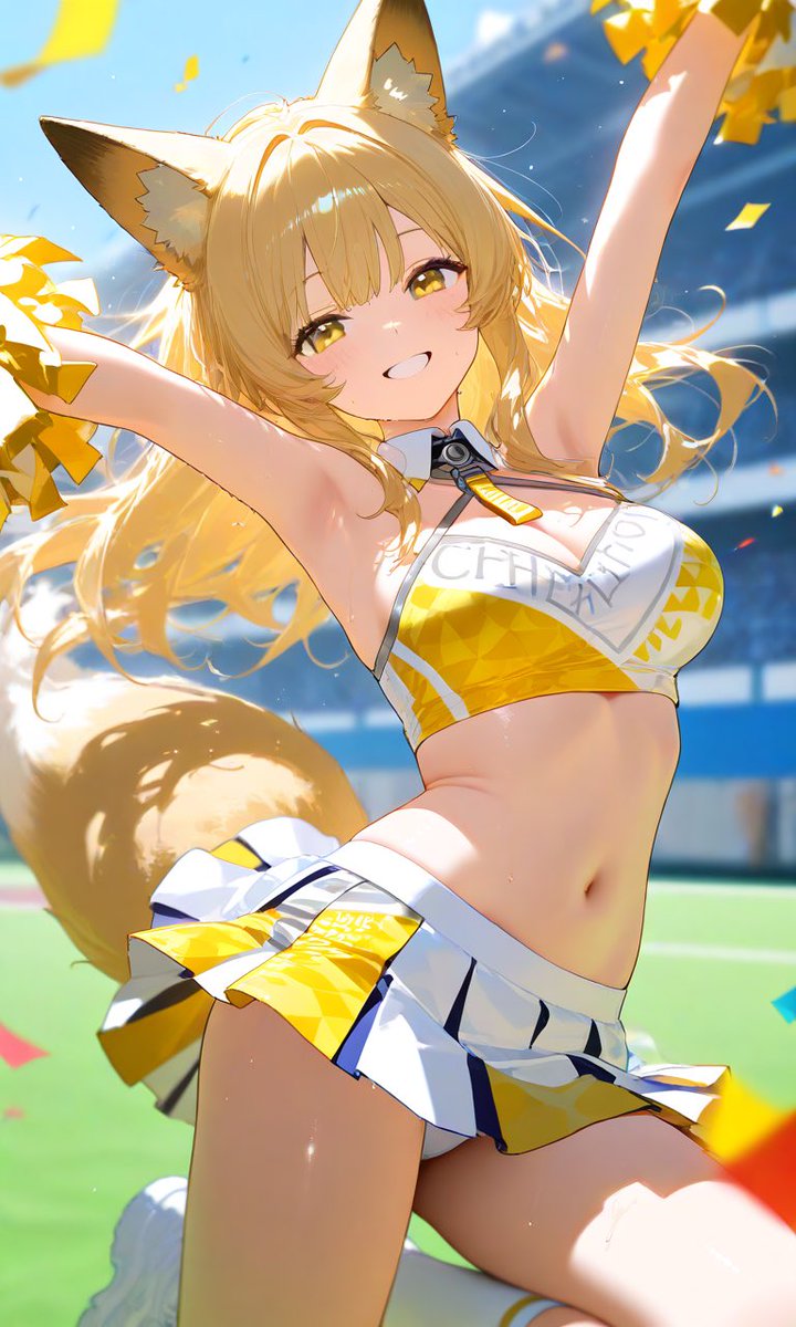 koronekitsune9's tweet photo. #AI黄のひらめき  #AIイラスト 
こんばんはー！週末イベントお疲れ様です✨️
今回も参加させていただきます✨️

笑顔でチアガール✨️
(っ`･ω･´)っﾌﾚｰｯ!ﾌﾚｰｯ! https://t.co/JRQ7ENBCB6