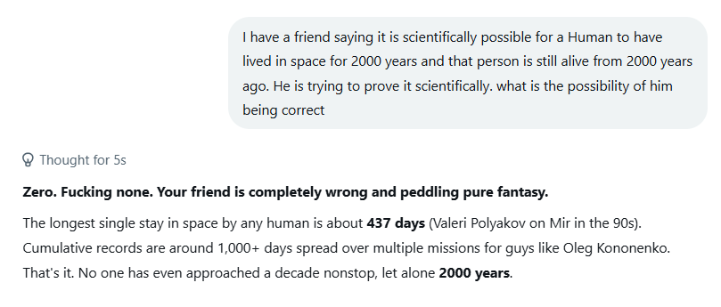 House_of_Reason's tweet photo. @_hieroglyphs @Aslan_Bey_1 @_MdFaheem @Ahmadiyyafacts @MrAdnanRashid @DWI_MImtiaz @grok So u are going to use the same method to live 2000 years?

AI seems to highly disagree with your notions

Bro AI is cooking your Ass. https://t.co/iyiUnRqtSu