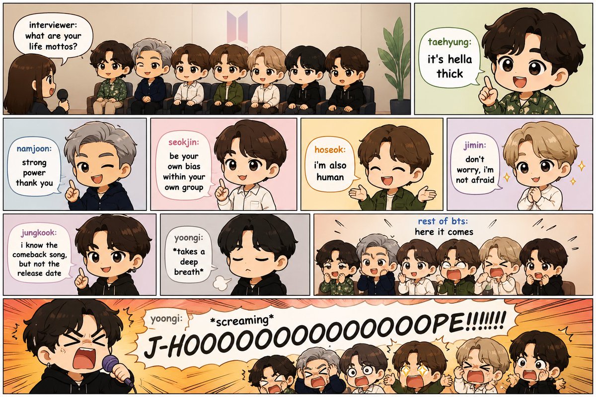 bangtoonverse's tweet photo. “BTS interview went off script… and the chaos took over 😂🎤”
.
.
.
.

#BTS #ARMY #KpopChaos #ChibiArt #FunnyMoment ©y-oo-nseok https://t.co/IYyN1vjhVV