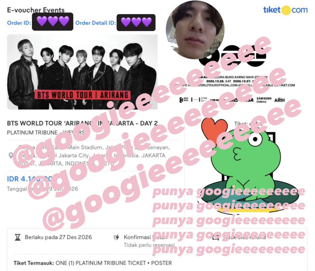 googieeeeeeeee's tweet photo. @Aquariuszyy nitip kaa, wts 1 tiket platinum tribune day 2. detailnya cek akunku yaa🫶🏼 https://t.co/1UBd3aCTQ4