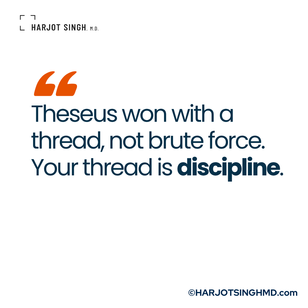 HarjotMd's tweet photo. Theseus won with a thread, not brute force.
Your thread is discipline. Read and subscribe. https://t.co/HjqANCAOTD https://t.co/011zhVg7Kq