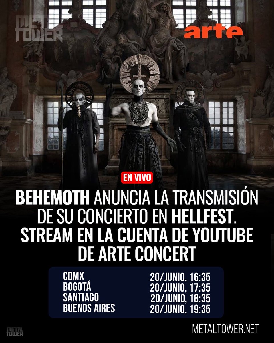 themetaltower's tweet photo. Behemoth anunció la transmisión de su concierto en Hellfest 2026 ¿te lo vas a perder? https://t.co/BFIlkcNSos