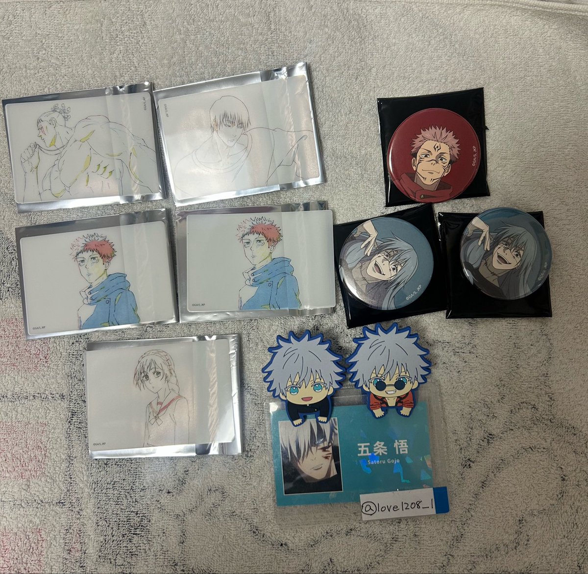 love1208_1's tweet photo. 【譲渡】
呪術廻戦　缶バッジ　渋谷事変　アニメーション展　5周年　原画クリアカード　懐玉玉折　

譲 虎杖 甚爾 東堂 宿儺 真人 天内

求 定価＋送料

ゆうちょ送金優先。1点〜お譲り可能。 https://t.co/tBP9qaTC96