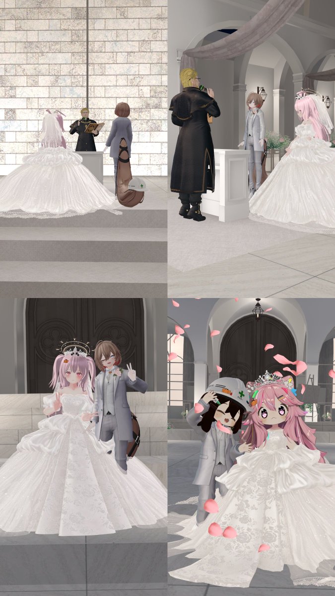 Salt_w12's tweet photo. Visitorの頃からお世話になってるフレンドさん二人が結婚したのでVR結婚式に参列してきました💍
毎秒素敵すぎて350枚も写真撮っちゃった
画像4枚目は去年の3月の思い出です

改めてご結婚おめでとうございます！末永くお幸せに！！ https://t.co/n3qdzX4ccR