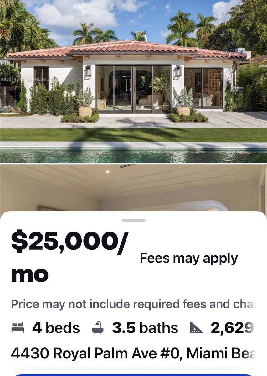 Liathetrader's tweet photo. If you bought a place in Miami before 2021, you are rich now. The prices exploded and are still holding 50%+ above pre-COVID prices.

Rental prices are going up and not stopping. Mediocre houses are renting well, and landlords are cashing in.

You can literally retire on renting out one place in Miami.