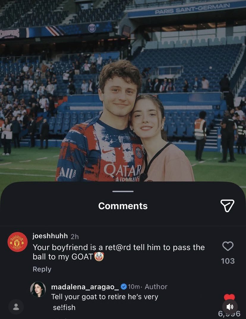 iamvirgin25's tweet photo. Joao Neves babe replied to a Cristiano Ronaldo fan on instagram 🥲🥲.
Ronaldo fans has really drag him to the mud 🤣🤣🤣 #cristianoronaldo #ronaldo #joaoneves #portugal #fifaworldcup https://t.co/WIPIZCQvEJ
