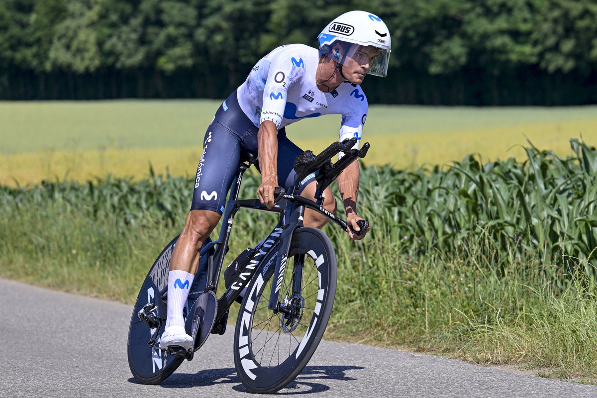 Movistar_Team's tweet photo. ⏱️ Contrarreloj superada en el 🇨🇭 #TourdeSuisse.

Por delante, una última y exigente jornada de montaña en Villars-sur-Ollon para cerrar los cinco días de competición.

📷 SprintCycling

#RodamosJuntos | @movistar_es https://t.co/TK2ylLEPv8