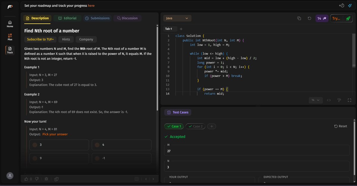 Adiyatakhell's tweet photo. Day 20 #SDESheetChallenge
Solved:
• Find Nth Root of a Number
• Single Element in Sorted Array
• Search in Rotated Sorted Array
• Matrix Median
Learned:
• Binary Search on Answers
• Search Space Reduction
• Sorted Properties
Matrix Median was today's highlight.
#DSA https://t.co/yIVenLDziT