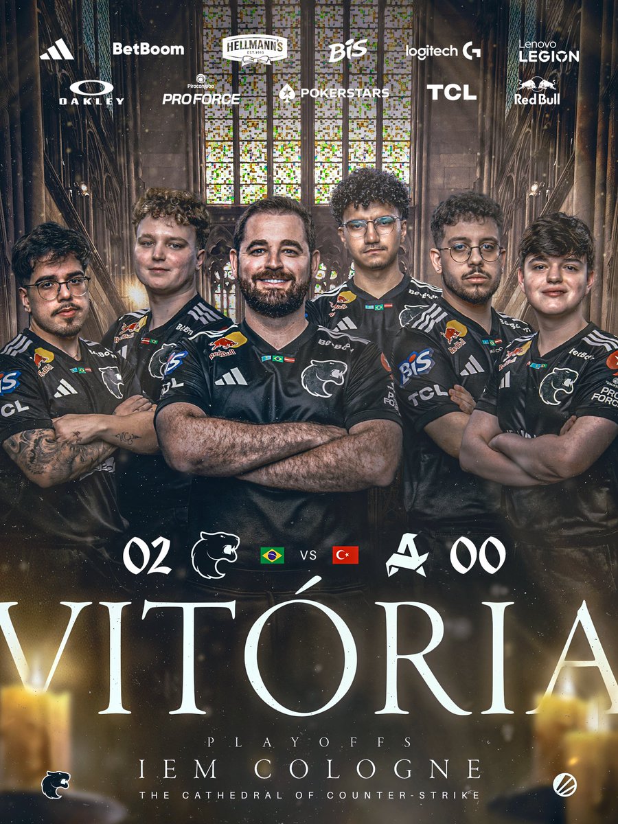 FURIA's tweet photo. ESTAMOS NA GRANDE FINAL DO MAJOR! 🇩🇪

FalleN, yuurih, KSCERATO, YEKINDAR, molodoy e sidde VÃO EM BUSCA DA TAÇA DO #IEM Cologne Major 2026! 🔥

Dust2 13-9
Nuke 13-4
#FURIACS vence a Aurora por 2x0 na Semifinal e coloca a pantera na decisão pelo título inédito! 🐾

#DIADEFURIA