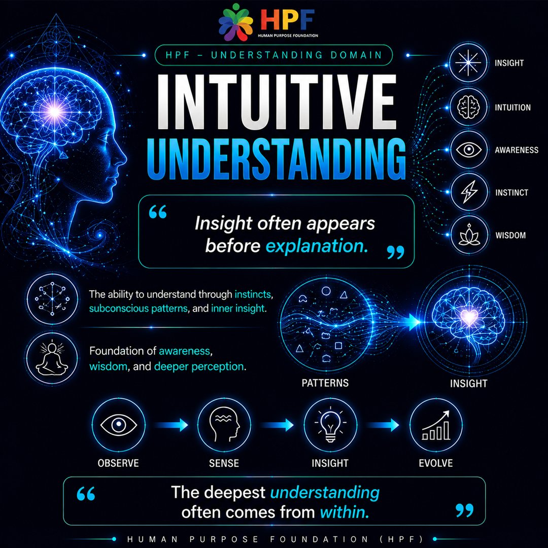 HPFWORLD's tweet photo. Insight often appears before explanation.⚡

Intuitive Understanding is the ability to understand through instincts, subconscious patterns, and inner insight.

Observe→Sense→Insight→Evolve🧠

#HPF #HumanPurposeFoundation #IntuitiveUnderstanding #UnderstandingDomain #Intuition https://t.co/9t1ouzAGw7