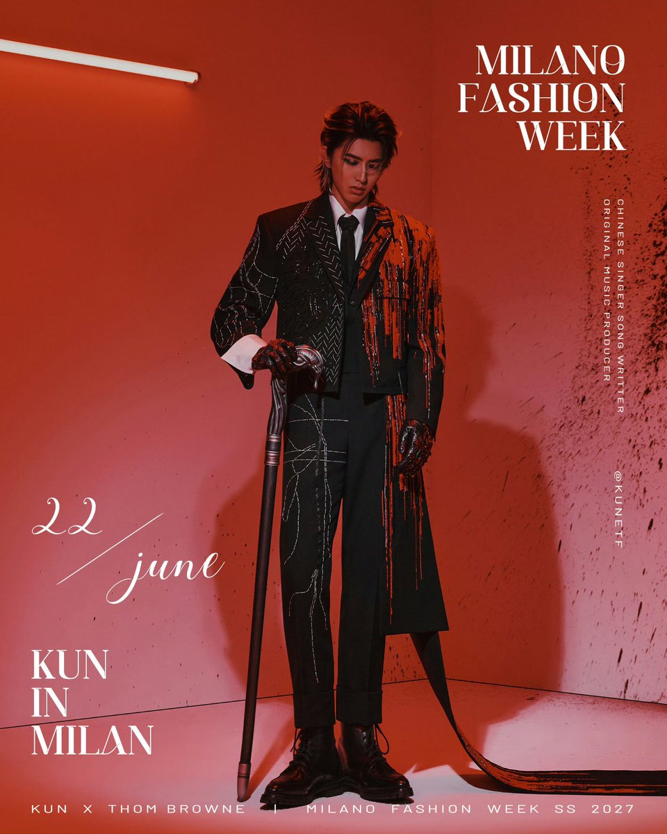 August1769193's tweet photo. Creative C-pop leader KUN visits Milan Fashion Week.

KUN for MFW 2026           
#KUN #THOMBROWNE #KUNxTHOMBROWNE @kun_officialx @ThomBrowne https://t.co/Y2lO0FTzFh