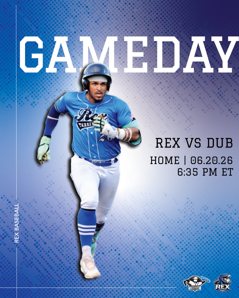 REXBaseball_'s tweet photo. 🦖 Saturday night baseball is calling. It’s GAMEDAY! ⚾️
The boys are back in town and ready for another battle under the lights.
🦖 REX vs. Dubois County Bombers
📍 Home
⏰ 6:35 PM ET
Let’s pack the park and get loud! 💙💛
#RexBaseball #RexNation #homegame https://t.co/E959RZj0dr