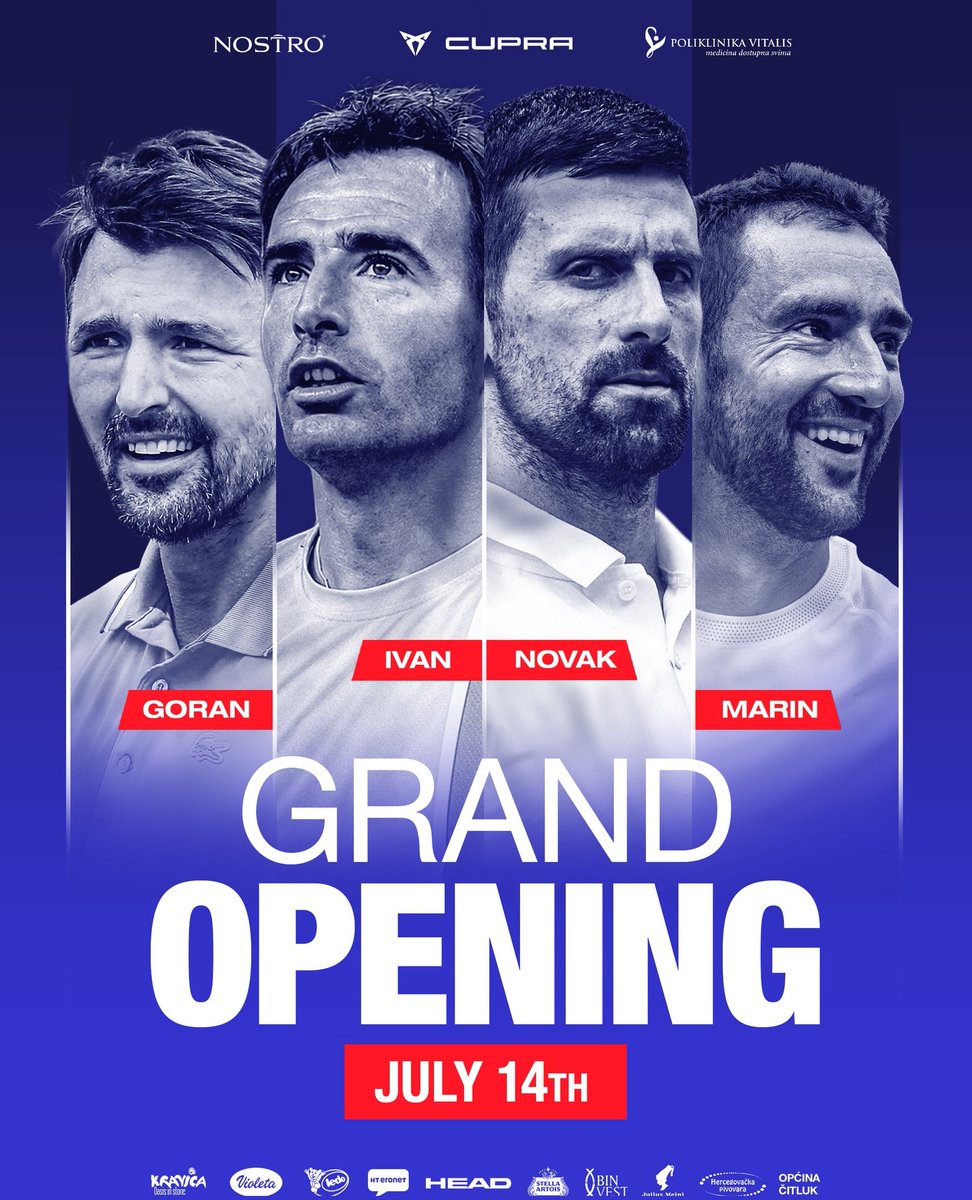 tennisarab25's tweet photo. نوفاك جوكوفيتش سيكون حاضرا في 14 يوليو في البوسنة من أجل افتتاح مركز إيفان دوديغ للتنس هناك

ستقام مباراة زوجي يشترك فيها الرباعي

نوفاك جوكوفيتش 🇷🇸

مارين سيليتش 🇭🇷

غوران ايفانسيفيتش 🇭🇷 

إيفان دوديغ 🇭🇷 https://t.co/msg0hItAVY