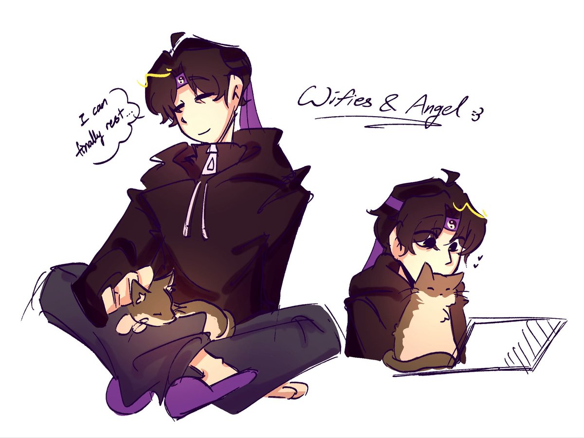 Wifies and his cat Angel :3 (never felt better drawing during finals # ...