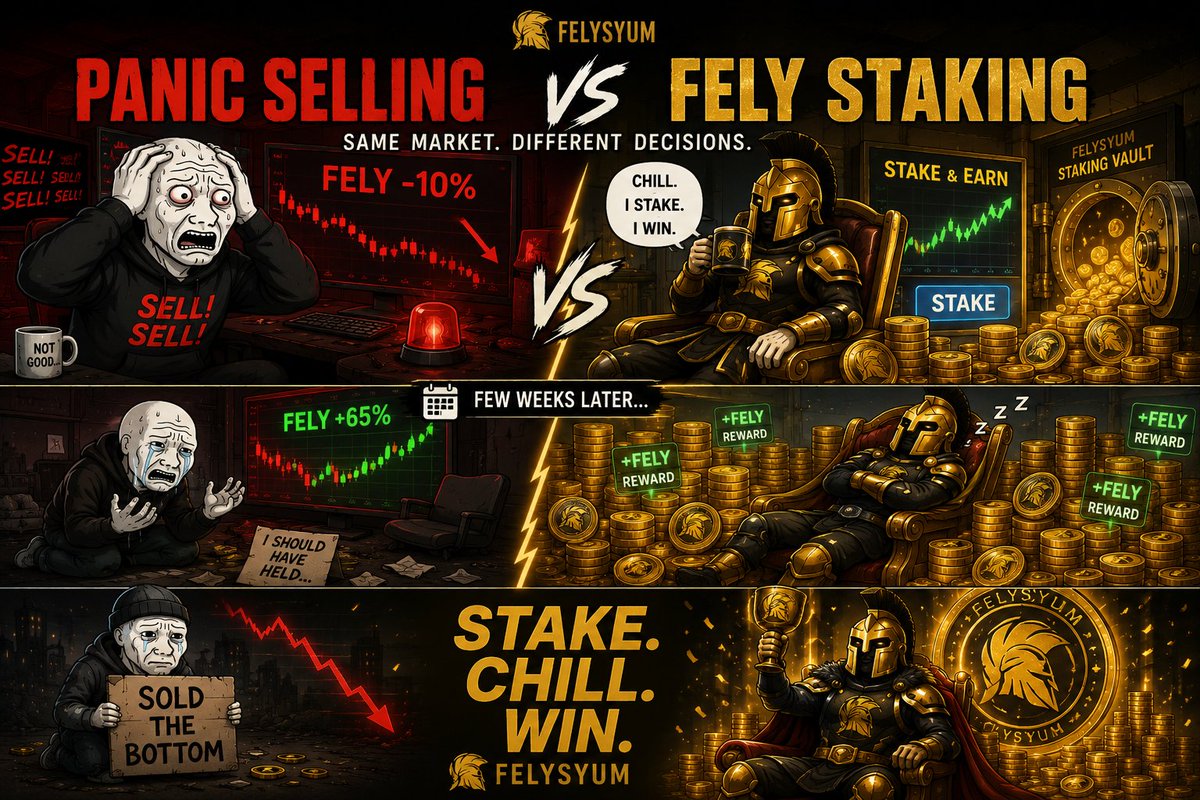 mahilinity's tweet photo. Panic Seller:
"Saving my portfolio." 🤡

FELY Staker:
does absolutely nothing

A few weeks later... 📈💰

Stake. Chill. Win.

#FELY #Felysyum #MemeBattle https://t.co/Fms5NLcLbY