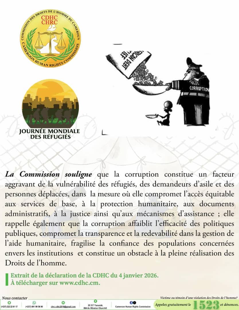 chrc_cdhc's tweet photo. Visuels de sensibilisation de la DÉCLARATION DE LA CDHC À L’OCCASION DE LA 25E ÉDITION DE LA JOURNÉE MONDIALE DES RÉFUGIÉS 20 juin 2026

Thème.-Jusqu'à ce que tout le monde soit en sécurité
https://t.co/oT3y0hHda4

#CHRC
#CDHC
#1523
@DENISNKWEBO https://t.co/xFra2WO3Lw