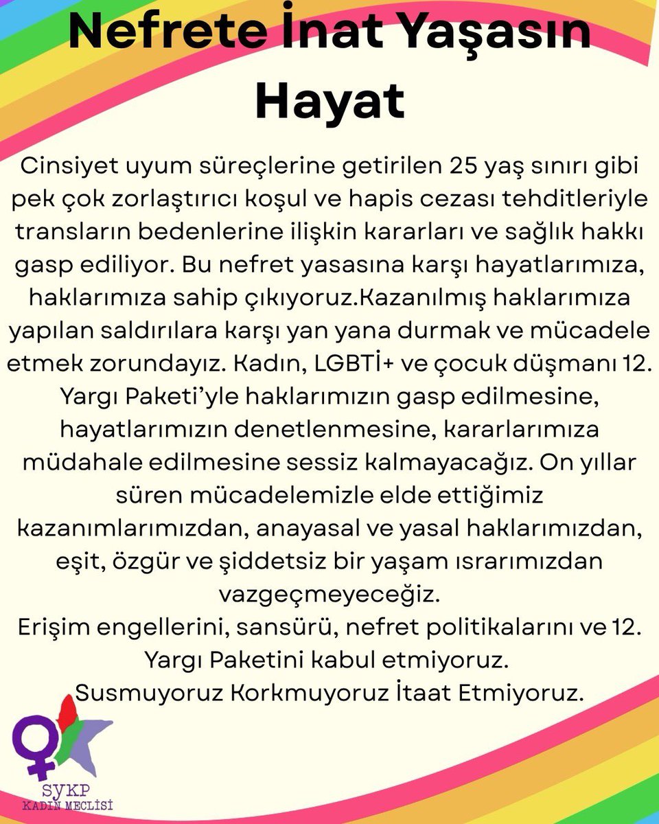 SYKPgenelmerkez's tweet photo. Nefrete İnat Yaşasın Hayat! https://t.co/eBIFfDGYf5