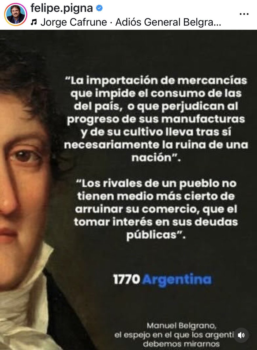 SoyFeudaleM's tweet photo. No cierra el discurso oficial con el verdadero Belgrano.
Vivio en un contexto radicalmente distinto a nuestra República. Tergiversan la realidad en términos de conveniencia. Éramos Colonia desde las Reformas Borbónicas y lo q se pedía era comerciar nuestros propios productos, no materia primas q nos eran devueltas manufacturadas o sea el plan extractivista del RÍGI . Dejen de manosear el pasado para sus fines. Belgrano era lo opuesto a lo q están haciendo. Gracias @FelipePigna