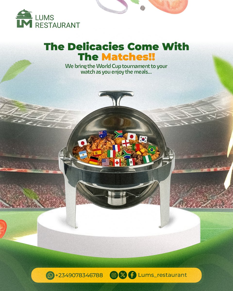 Meet_Luminary's tweet photo. Social Media designs I made for a fictional restaurant brand, offering their customers free football show services for the ongoing World Cup tournament. 🏐🔥

Enjoy the slides >>>

#WorldCup2026 
#iDesign https://t.co/Jz25UfeEHz