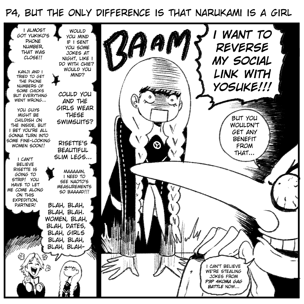 wanderjegson's tweet photo. Persona 4, but the only different is that Narukami is a girl (12) https://t.co/CJfZ5PE8Bw
