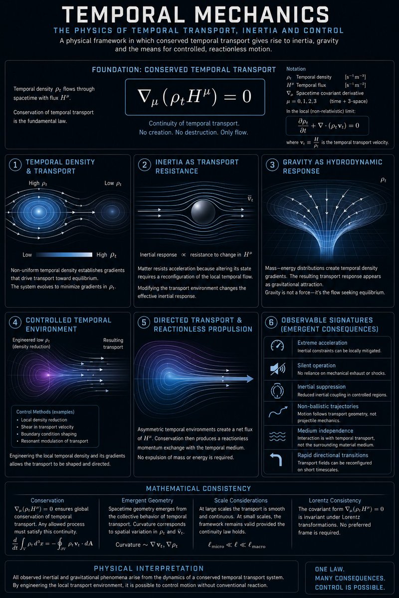 roydherbert's tweet photo. OK physicists and engineers, it is time to begin the lesson.

Recent developments in antimatter containment research have forced my hand.

Over the coming days I will be presenting the complete framework and, in due course, releasing a paper outlining the underlying physics in full.

The first lesson is perhaps the most important of all:

How to achieve and maintain a zero inertia state.

That discussion will follow in this thread.

Should this account suddenly fall silent, you will understand why.

With my regards.