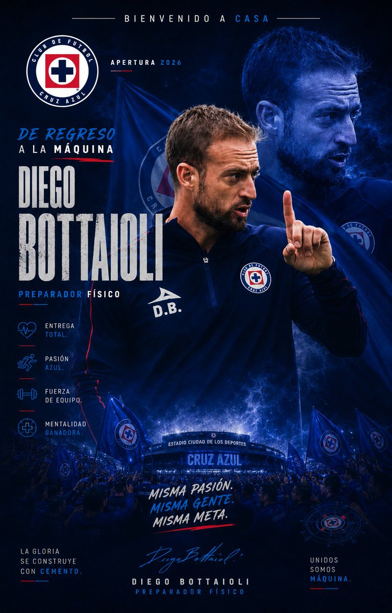 AtomicSport1027's tweet photo. Un regreso muy esperado, hizo que este @CruzAzul volara muy alto en el CL24 y AP25 y logró un equipo incansable.

Un excelente Preparador Físico y sobretodo un profesional en toda la extensión de la palabra.

BIENVENIDO DE VUELTA A CASA DIEGO BOTTAIOLI https://t.co/2Cu6MQo2S2