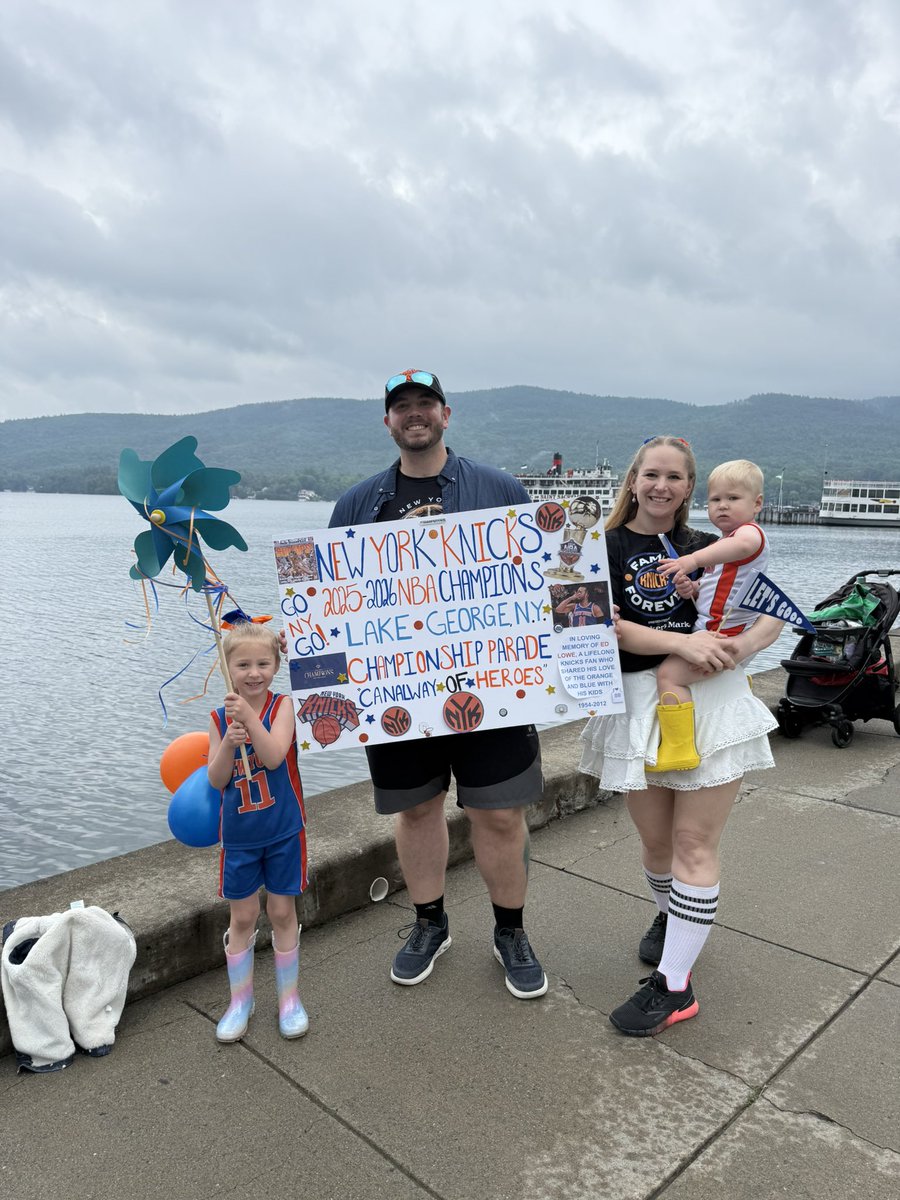 Moon_Man_Lowe92's tweet photo. We couldn’t make it to the NYC @nyknicks parade, so we brought the parade to @lakegeorge! 

In loving memory of Ed Lowe, a lifelong Knicks fan who shared his love of the orange and blue with his kids. 1954-2012

@jalenbrunson1 

#knicks #knicks2026champs #knicksparade https://t.co/0KgNdz0xCY