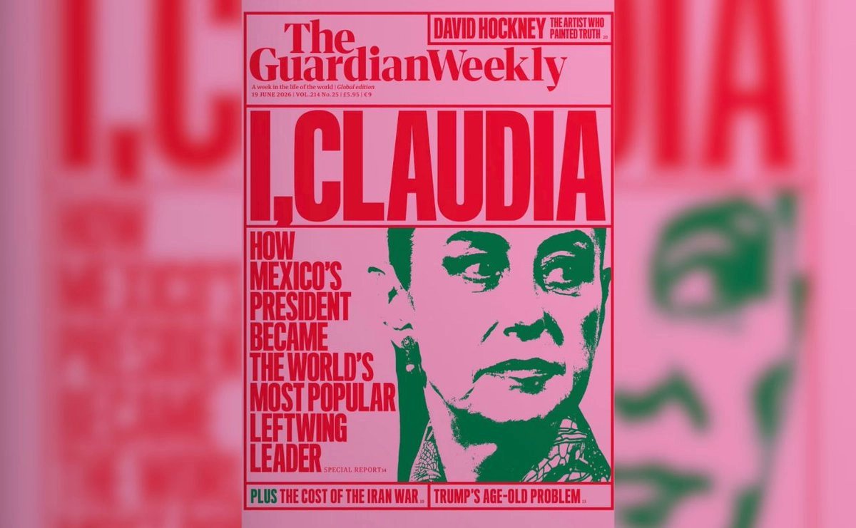 LaJornada's tweet photo. 🇲🇽 "Sheinbaum, líder de izquierda más popular del mundo": The Guardian

Es "inspiración" para políticos progresistas, dice el medio británico. "Dirige un país muy machista", indica en su portada.

Destaca su habilidad para llevar la relación con EU.
https://t.co/AqF9FjoTS7 https://t.co/t3cDRXIwRJ
