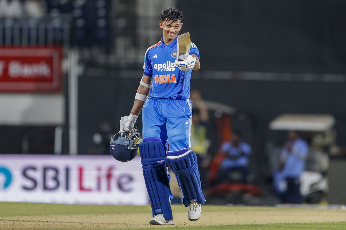 CricCrazyJohns's tweet photo. Yashasvi Jaiswal has 10 International Hundreds from just 82 Innings at the age of 24 🤯

- But he only starts in the first 11 in Test Cricket. https://t.co/qia7QLHfKZ