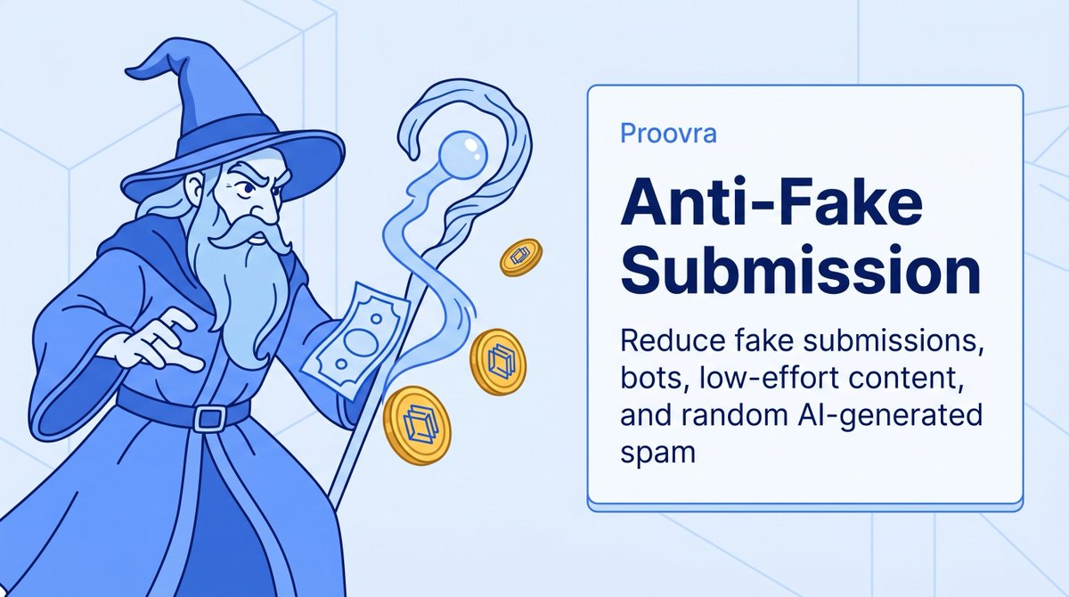 Proovra_token's tweet photo. Fake submissions weaken community campaigns.

Proovra helps identify low-quality participation, repetitive spam, bot-generated activity, and fraudulent reward claims so projects can focus on rewarding genuine contributors who create real value. https://t.co/TAo3hKER78