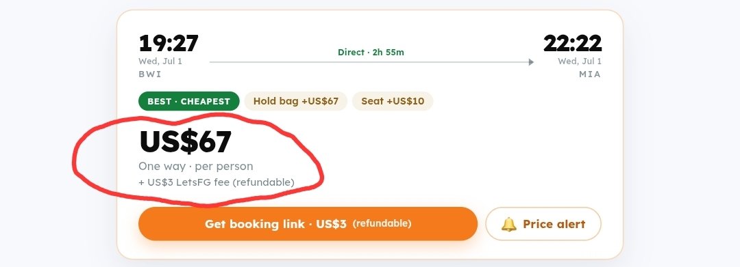 letsFG_'s tweet photo. Washington to Miami only for $67 [July-August], one-way https://t.co/NekvsAbUxo
