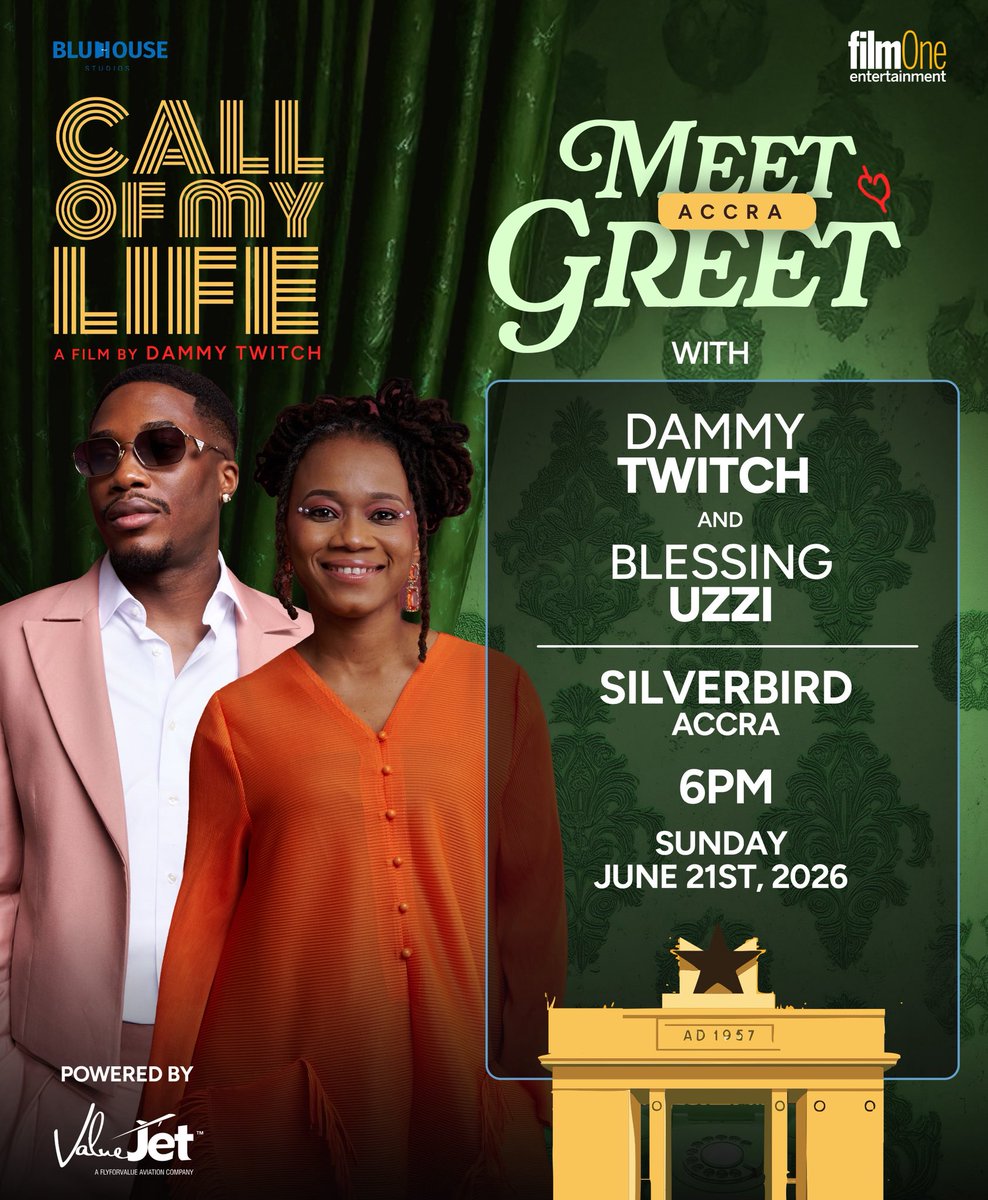 blessinguzzi's tweet photo. Accra, thank you for all the love you’ve shown Call Of My Life! 
We are coming tomorrow with Sol (@UzoamakaPower ) and Eli (@andrewbuntinggh )for a special screening at Silverbird Accra,6:30 PM. We can’t wait to meet you! Thank you to @flyvaluejet for this support. 
#COML https://t.co/lf6Wj5fFzb